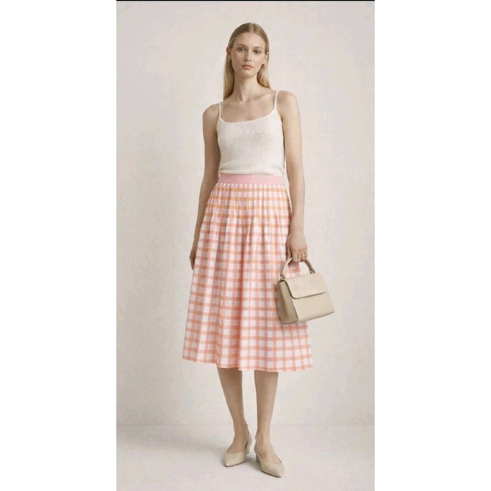 COS Pink Plaid Printed Pleated Skirt Size EU 38 US Small
